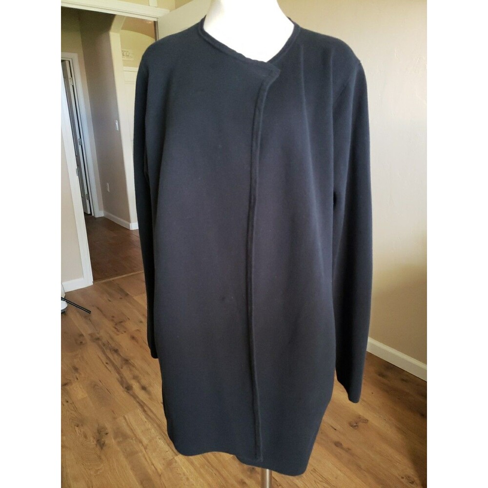 J. Crew Collarless Neckline Cardigan Womens Black Sz. XL Draped Collar Duster